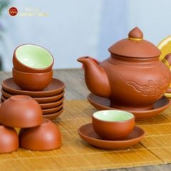 Bộ Ấm Trà Tử Sa Quai Rồng Tách Lót