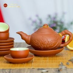 Bộ Ấm Trà Tử Sa Trúc Khắc Lá
