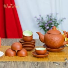 Bộ Ấm Trà Tử Sa Khắc Hoa Sen