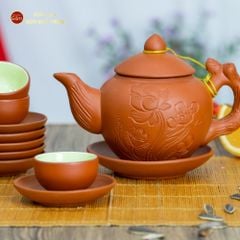Bộ Ấm Trà Tử Sa Khắc Hoa Sen