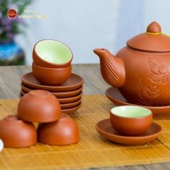 Bộ Ấm Trà Tử Sa Khắc Hoa Sen