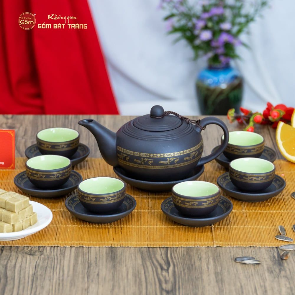 Bộ Ấm Trà Tử Sa Bưởi Hạc Tách Lót