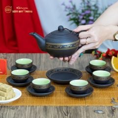 Bộ Ấm Trà Tử Sa Bưởi Hạc Tách Lót