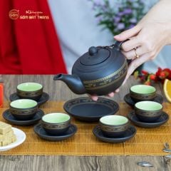 Bộ Ấm Trà Tử Sa Bưởi Hạc Tách Lót