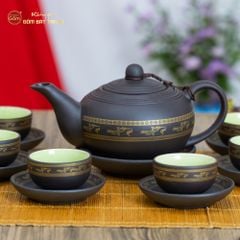 Bộ Ấm Trà Tử Sa Bưởi Hạc Tách Lót