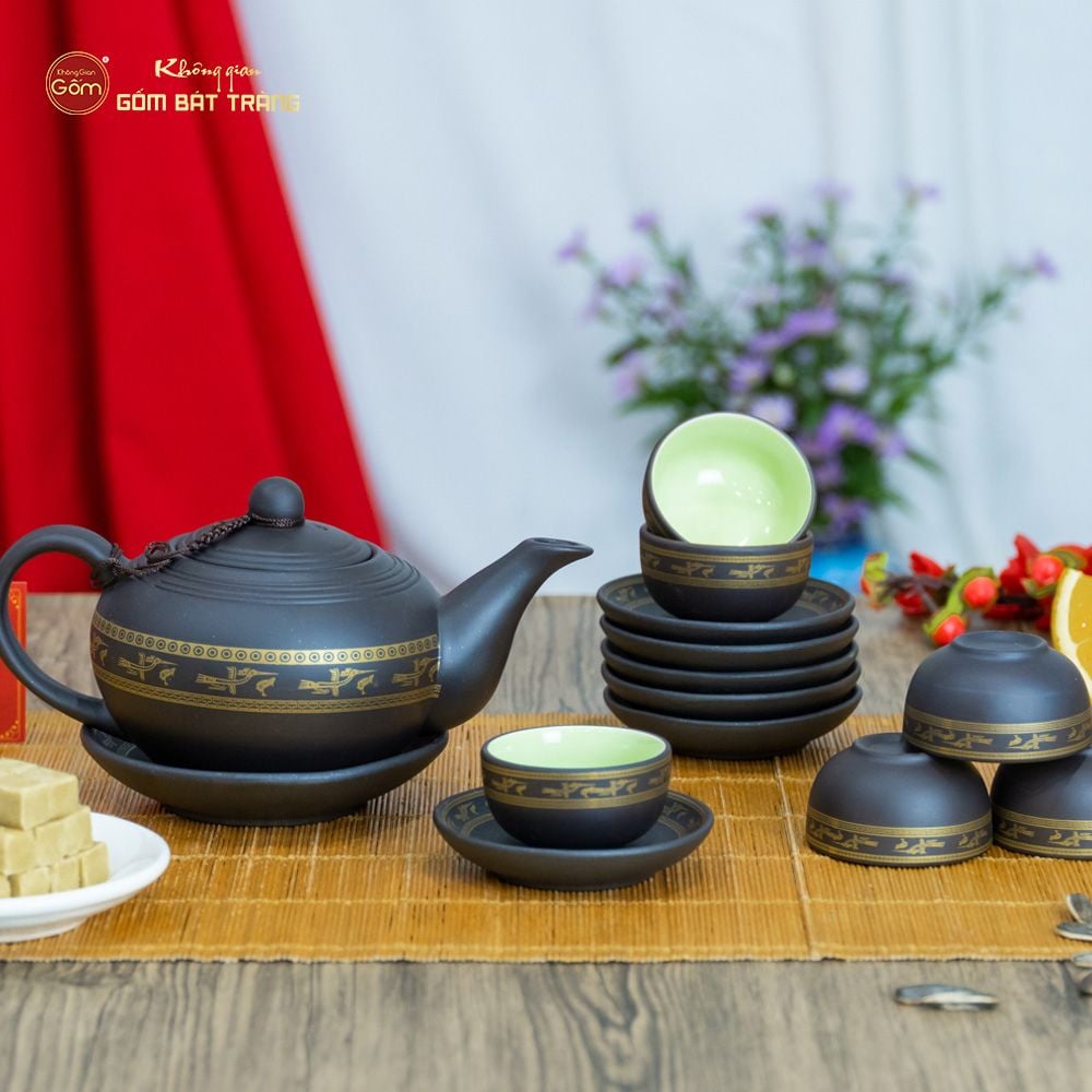 Bộ Ấm Trà Tử Sa Bưởi Hạc Tách Lót