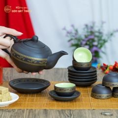 Bộ Ấm Trà Tử Sa Bưởi Hạc Tách Lót