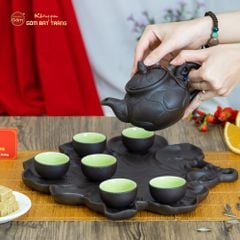 Bộ Ấm Trà Tử Sa Trúc Sen Khay Nho