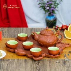 Bộ Ấm Trà Tử Sa Trúc Sen Khay Nho