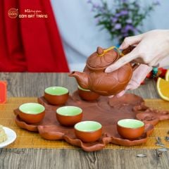 Bộ Ấm Trà Tử Sa Trúc Sen Khay Nho