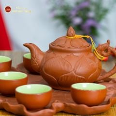 Bộ Ấm Trà Tử Sa Trúc Sen Khay Nho