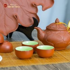 Bộ Ấm Trà Tử Sa Trúc Sen Khay Nho