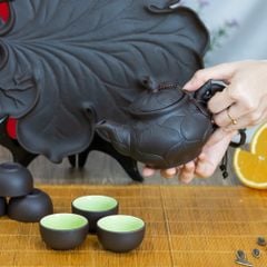 Bộ Ấm Trà Tử Sa Trúc Sen Khay Nho