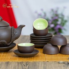 Bộ Ấm Trà Tử Sa Đắp Nổi Hoa Mẫu Đơn