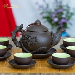 Bộ Ấm Trà Tử Sa Đắp Nổi Hoa Mẫu Đơn