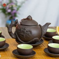 Bộ Ấm Trà Tử Sa Đắp Nổi Hoa Mẫu Đơn