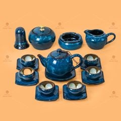 Bộ Ấm Trà Dưa Xanh Hoa Men Hỏa Biến