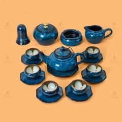 Bộ Ấm Trà Thiên Nga Hoa Men Hỏa Biến