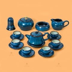 Bộ Ấm Trà Quai Trúc Men Hỏa Biến