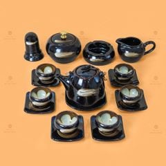 Bộ Ấm Trà Siêu Xước Hoa Men Hỏa Biến