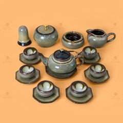 Bộ Ấm Trà Thiên Nga Gấm Hoa Men Hỏa Biến