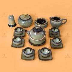 Bộ Ấm Trà Siêu Gấm Hoa Men Hỏa Biến
