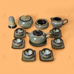 Bộ Ấm Trà Quả Hồng Gấm Men Hỏa Biến