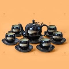 Bộ Ấm Trà Đà Điểu Xước Men Hỏa Biến
