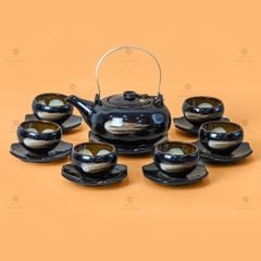 Bộ Ấm Trà Giang Tây Xước Hoa Men Hỏa Biến