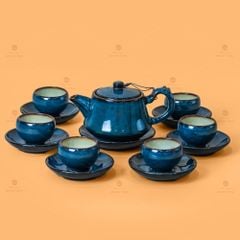 Bộ Ấm Trà Quai Trúc Men Hỏa Biến