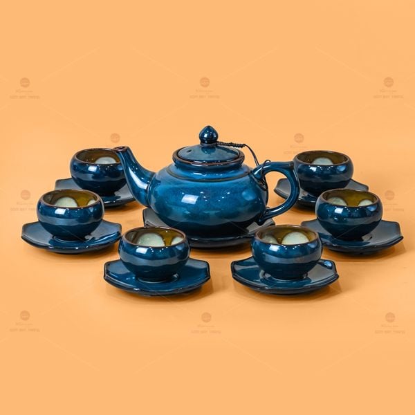 Bộ Ấm Trà Thiên Nga Hoa Men Hỏa Biến