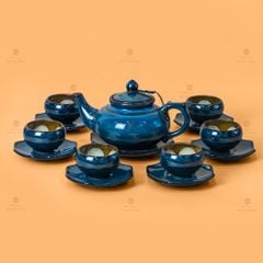 Bộ Ấm Trà Thiên Nga Hoa Men Hỏa Biến
