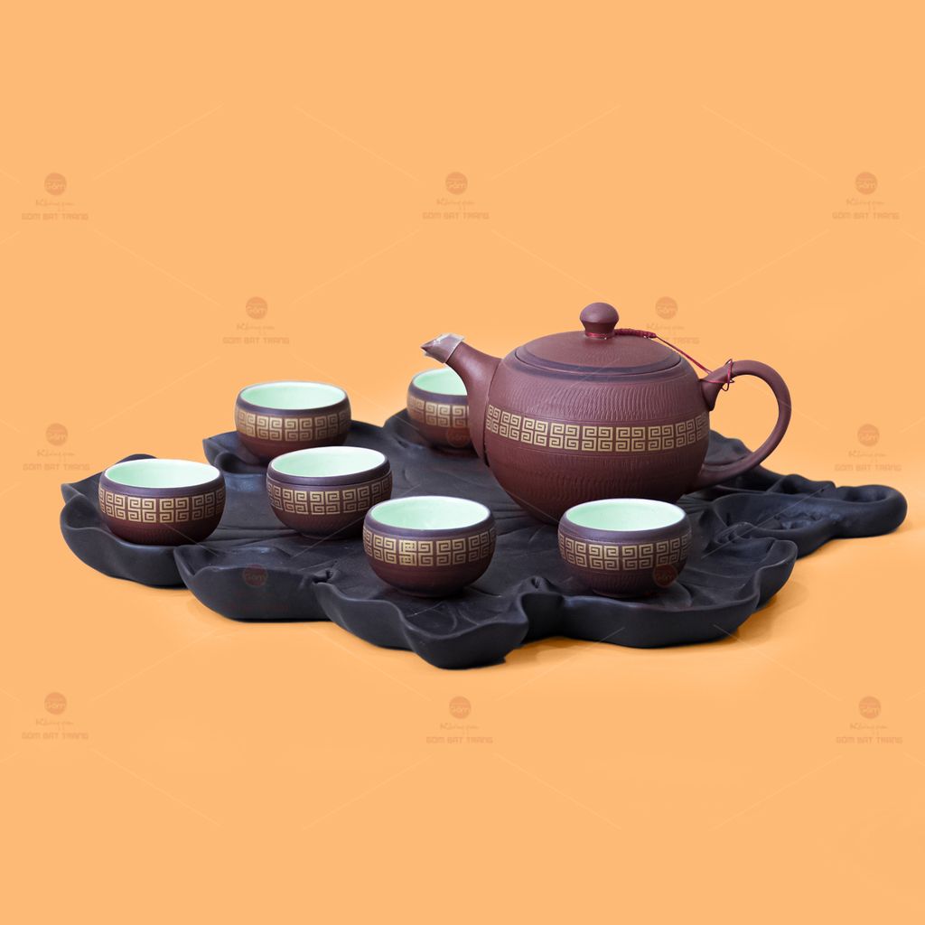 Khay Trà Gốm Lá Nho