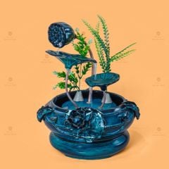 Bộ Thác Nước Phong Thủy Sen Xanh Đắp Nổi