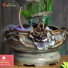 Bộ Thác Nước Phong Thủy Sen Gấm Đắp Nổi