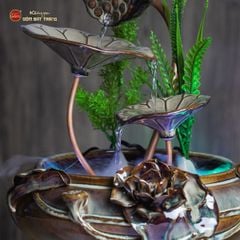 Bộ Thác Nước Phong Thủy Sen Gấm Đắp Nổi