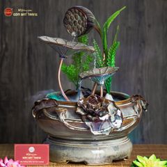 Bộ Thác Nước Phong Thủy Sen Gấm Đắp Nổi