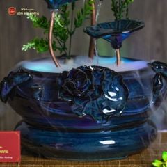 Bộ Thác Nước Phong Thủy Sen Xanh Đắp Nổi