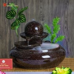 Bộ Thác Nước Phong Thủy Địa Cầu Nâu