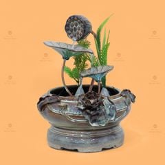 Bộ Thác Nước Phong Thủy Sen Gấm Đắp Nổi