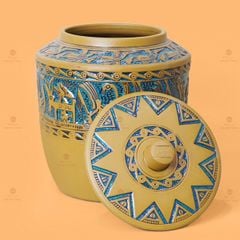 Hũ Gạo Trống Đồng Men Vàng