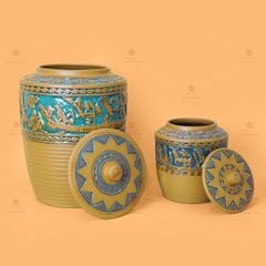 Hũ Gạo Trống Đồng Men Vàng