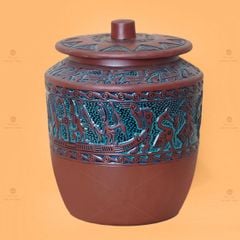 Hũ Gạo Trống Đồng Men Xanh