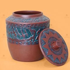 Hũ Gạo Trống Đồng Men Xanh