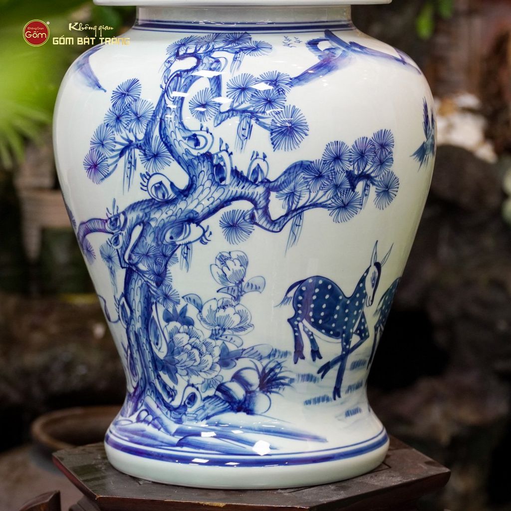 Bình Chóe Ngâm Rượu Men Lam Tùng Lộc
