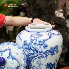 Bình Chóe Ngâm Rượu Men Lam Tùng Lộc