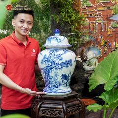 Bình Chóe Ngâm Rượu Men Lam Tùng Lộc