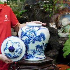 Bình Chóe Ngâm Rượu Men Lam Tùng Lộc