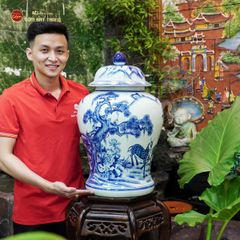 Bình Chóe Ngâm Rượu Men Lam Tùng Lộc