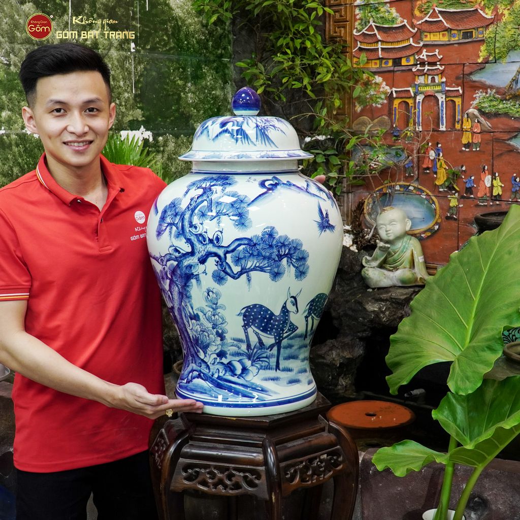 Bình Chóe Ngâm Rượu Men Lam Tùng Lộc